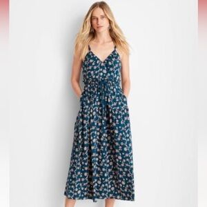 Future Collective Midi Dark Teal Floral Dress